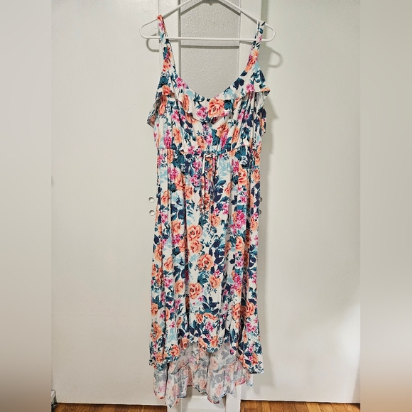 Torrid Floral Ruffle Maxi Dress 2X High Low Hem Summer Sundress - Picture 1 of 11